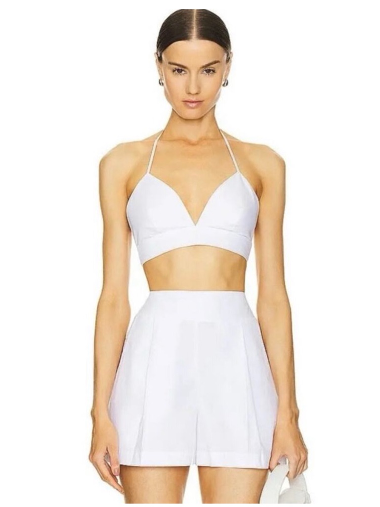 Susana Monaco Poplin Bikini Top In Sugar White M